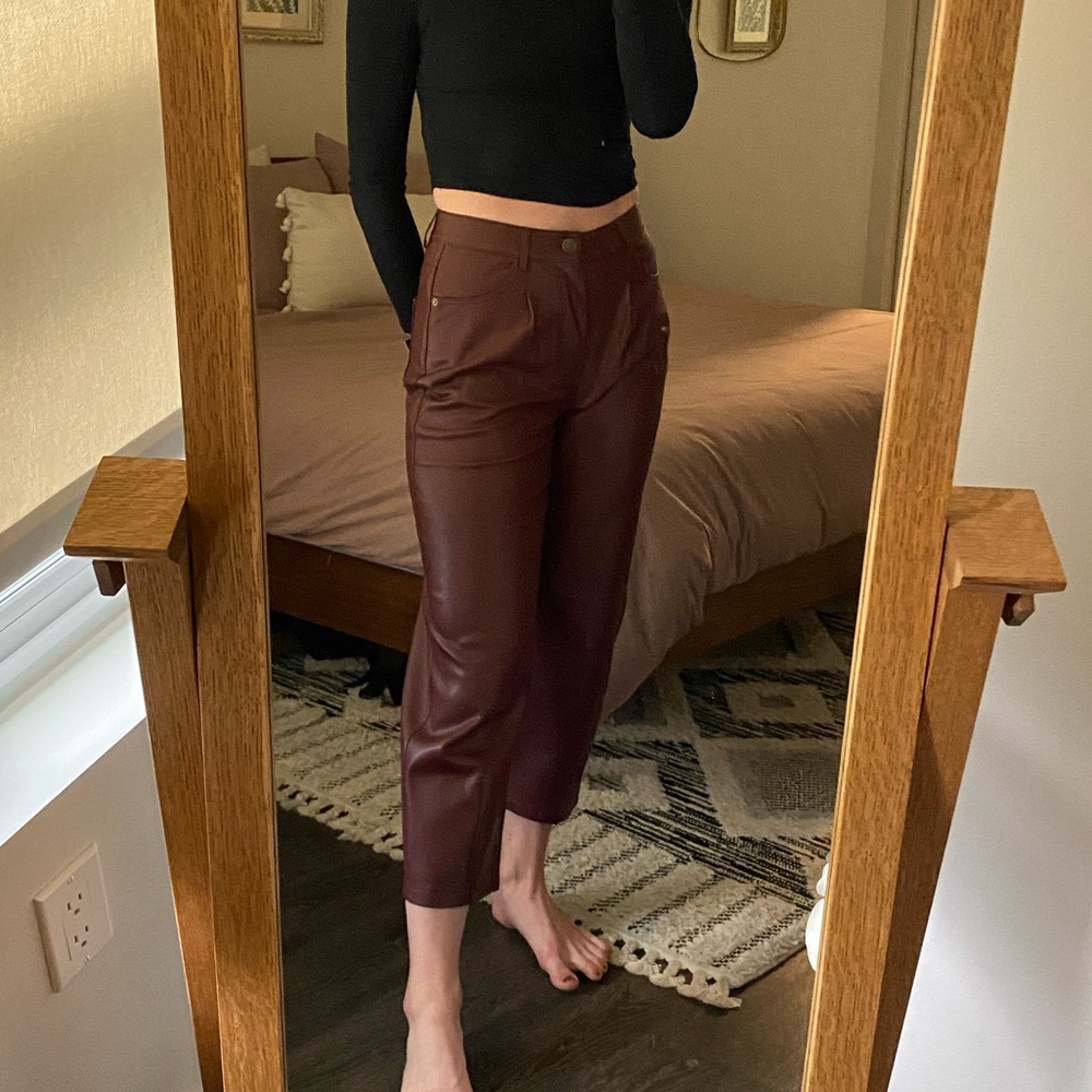 Anthropology Faux Leather Wide Leg Pants